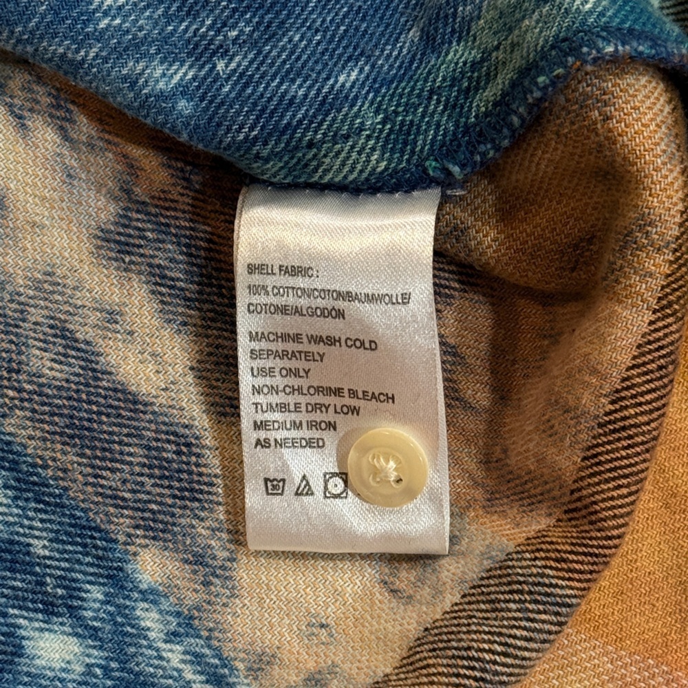 Women’s ANTHROPOLOGIE Isabella Sinclair plaid ruffled tunic acid wash top-Size M - Picture 8 of 8